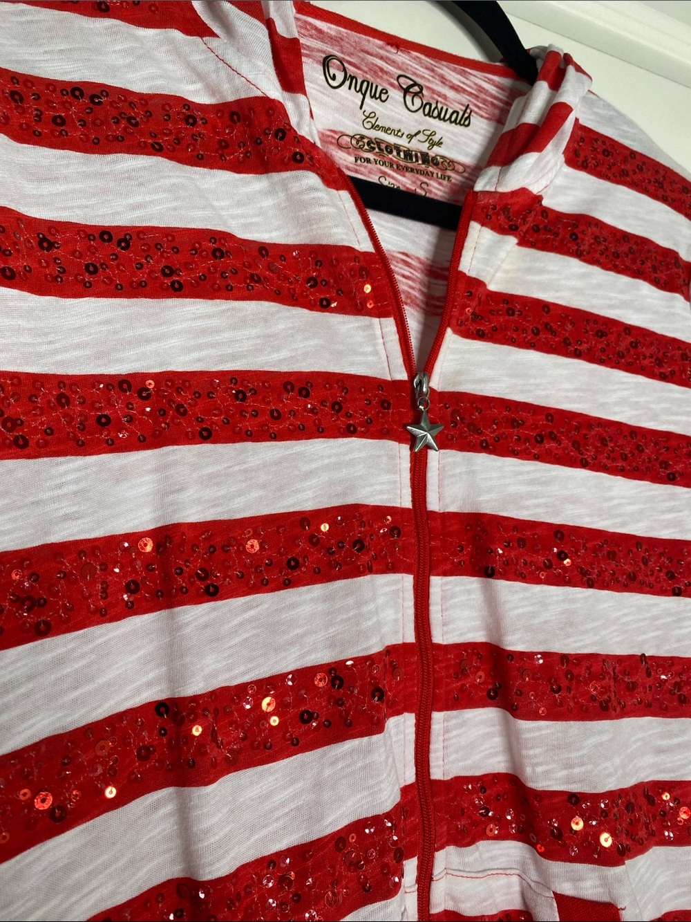 Y2K Red & White Mallcore Hoodie with Sequins - Picture 3 of 5
